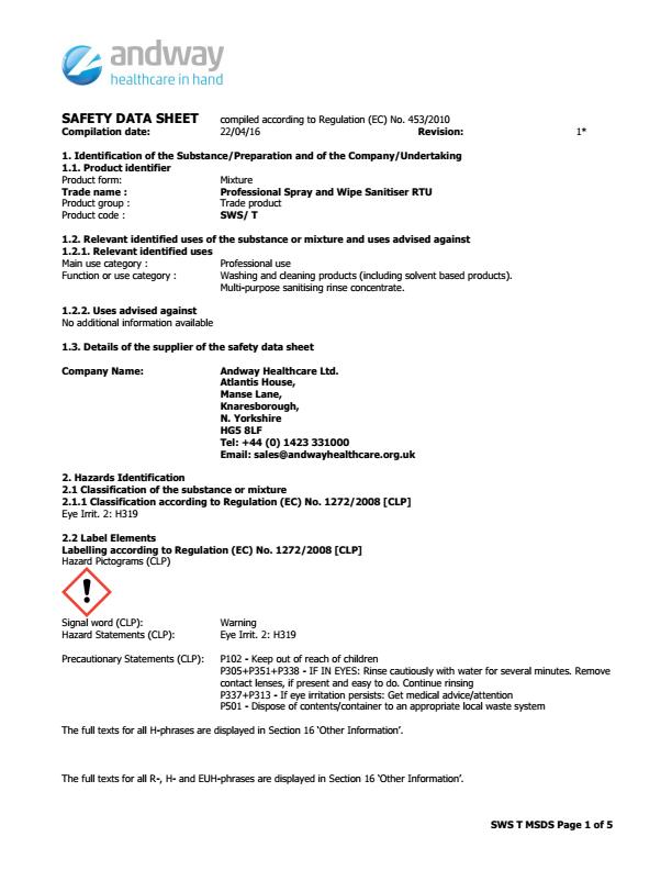 SWS/T COSHH SWS/T COSHH